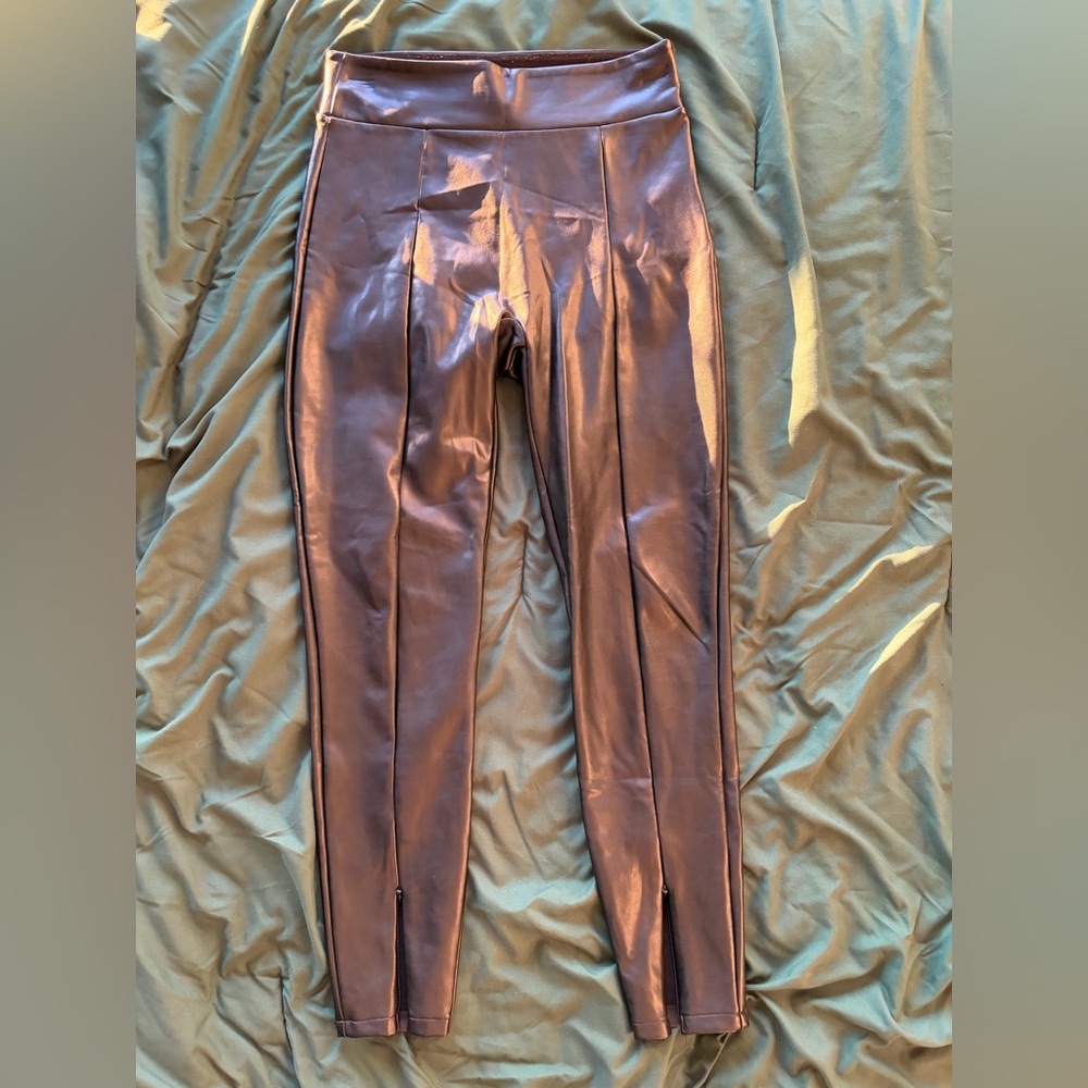 Abercrombie & Fitch Leather Pants with Zipper Detail